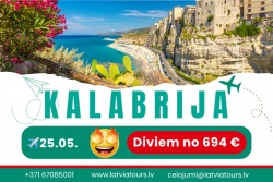 Atpūtas un ceļojumu piedāvājumi 14.05.2025 - 20.05.2025 𝐊𝐀𝐋𝐀𝐁𝐑𝐈𝐉𝐀 no 𝟑𝟒𝟑 €/𝐜𝐢𝐥𝐯.  Latvia Tours - Berga bazārs